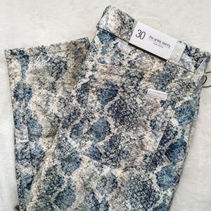 7 For All Mankind Mid Rise Skinny Ankle Jeans Snake Stretch Denim Indigo 30 NWT